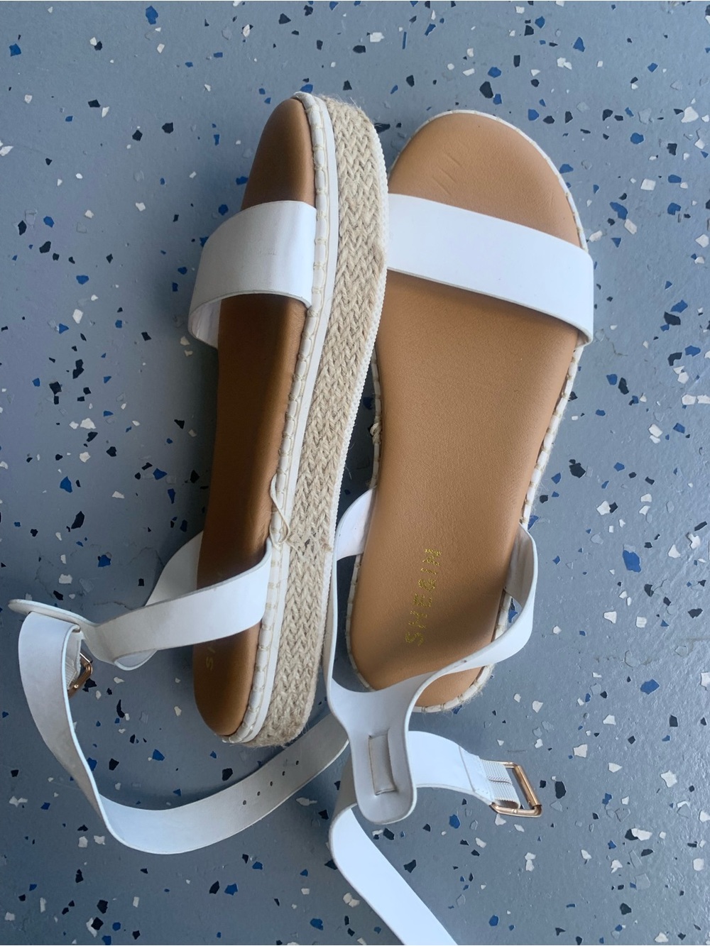Shein White Espadrille Platform Slide Sandals